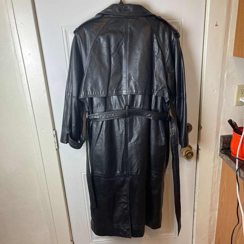Wilsons Leather Long Heavy Leather Trench Coat Thinsulate Removable Liner Belted